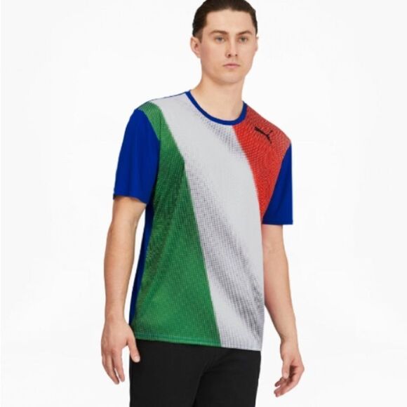 Puma Men’s Sz Sm Italy Country Emblem Tech Running Dri Wick Tee Shirt - Picture 2 of 5